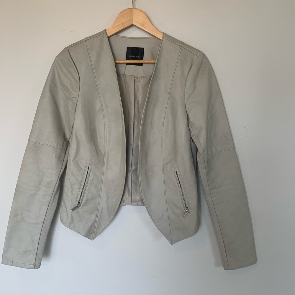 Faux Leather Cream Dynamite Jacket